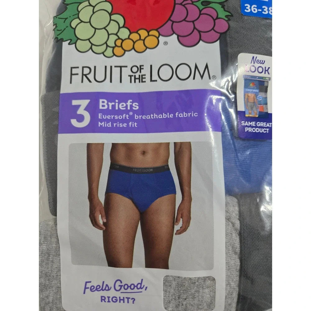 Fruit of the Loom Mens Briefs Assorted Eversoft Breathable 3-Pack Large 36-38‎